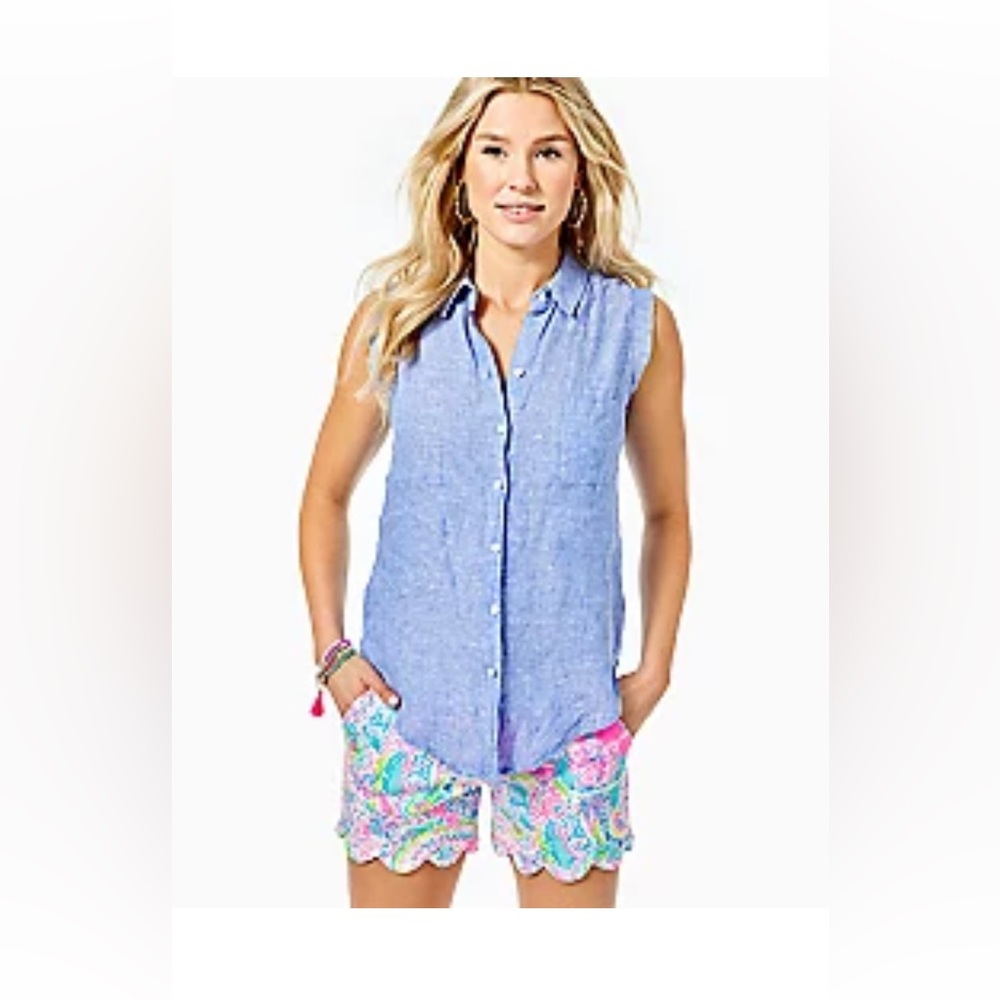 Breelyn Sleeveless Button Down Top